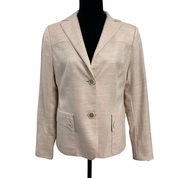 Akris Blush Pink Cashmere Silk Blend Button Up Blazer Jacket 10 - Picture 1 of 4
